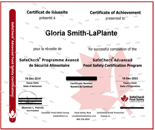 Example of certificate.